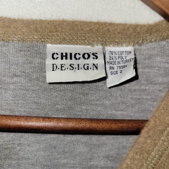 Vintage Chicos Sweater Womens Sz Large Beige Button Up Long Sleeve Grandma Warm - Picture 3 of 15